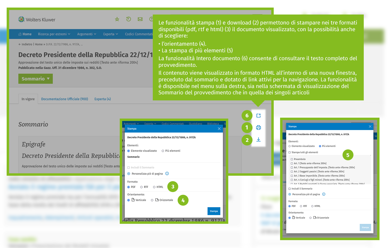 come stampare o scaricare un documento di legge